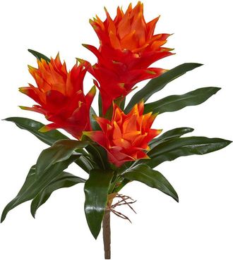 Nearly Natural 16In Double Bromeliad Artificial Flower - Set Of 6