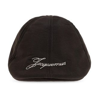 Jacquemus Hats, male, Brown, Size: 60 CM Flat Cap with Embroidered Logo