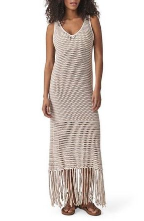 Splendid Kellan Open Stitch Fringe Sweater Dress in White/Fawn at Nordstrom Rack, Size X-Small