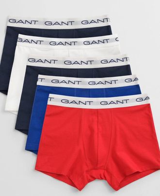 GANT Mens GANT 5-Pack Regular Waist/Slim Fit Boxer Trunks, Multicoloured - Size: 38/39/32