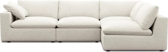 Castlery Customized Cream Performance Twill Right-Facing Chaise Sectional Sofa | Dawson by Castlery, Beige, Castlery Furniture