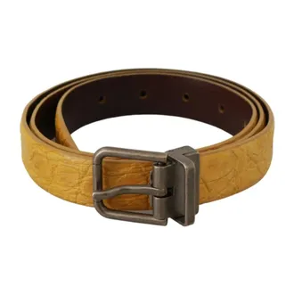Dolce & Gabbana Belts, male, Yellow, 90 CM, Exotic Yellow Animal Pattern Leather Belt