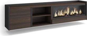 Skraut Home Skraut Home - Mueble Tv, Televisi&oacute;n, Muebles De Sal&oacute;n, Almacenaje, 212x35x50cm, Para Tv Hasta 80, Chimenea El&eacute;ctrica Xxl, Colgado, Suspendido, Estilo 