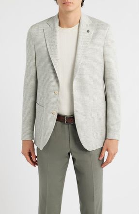 Jack Victor Hampton Cream & Green Houndstooth Knit Linen & Cotton Sport Coat in Sage at Nordstrom, Size 38Regular