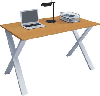 ebuy24 Vcm Wood Desk Al. 76 X An. 140 X P. 50 Cm Mesa De Ordenador Lisa Pies De Metal De Alta Calidad Mesa De Trabajo Muebles De Oficina - Lona X (plata / Ro