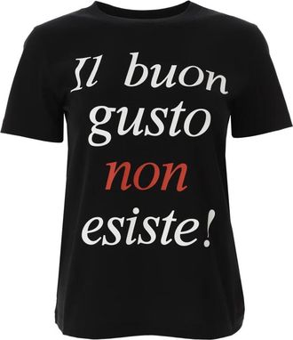 Moschino Grafische Print Biologisch Katoenen T-shirt - Dames - T-shirts - Zwart - L - Katoen - Tops