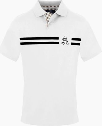 Aquascutum Mens Collared Neck Short Sleeve Polo Shirt - White - Size: 2X large