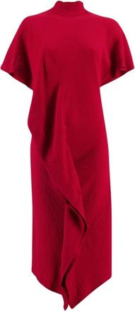 Colville Rode Liefde Midi Jurk met Korte Mouwen - Dames - Casual kleedjes - Rood - S - Kleedjes