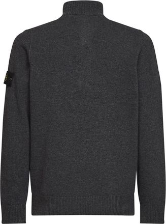 Stone Island Mens Lambswool Zip-Up Sweater Grey Virgin Wool
