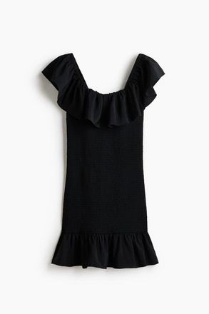 H&M Flounced Off-the-shoulder Dress in Black at Nordstrom, Size Xx-Small