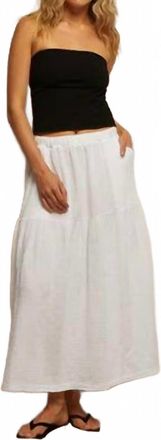 perfectwhitetee Bella Double Gauze Midi Skirt In White
