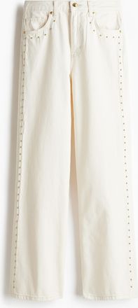H&M Wide High Jeans - Cremefarben