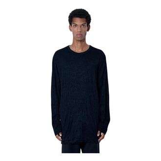 Yohji Yamamoto Camiseta de manga larga con cuello redondo - Tops - Hombre - Negro - L