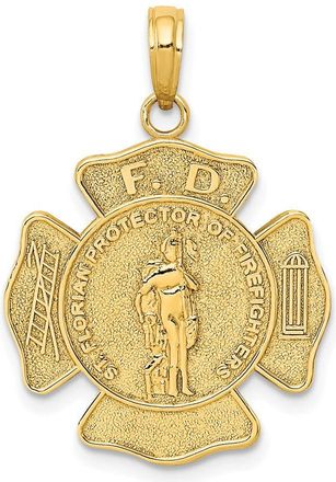 Diamond2Deal 10k Yellow Gold St. Florian Protect Us Fire Dept. Pendant