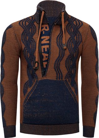 Rusty Neal Trui met 1/2 rits in contrasterend design