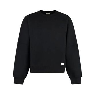 Saint Laurent Sweatshirts, male, Black, Size: M Embroidered Logo Cotton Sweatshirt