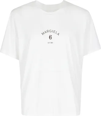 Maison Margiela White Logo Front-Logo Cotton T-Shirt