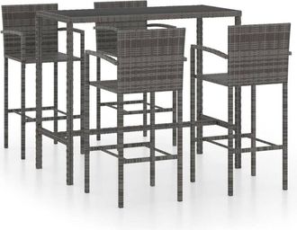 vidaXL Vidaxl - Mesa Y Taburetes Altos Jard&iacute;n 5 Piezas Rat&aacute;n Sint&eacute;tico Gris