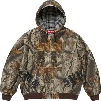 SUPREME FW26 Leather Appliqu&eacute; Hooded Work Jacket Realtree Hardwoods Camo SUP-FW26-063-CMO