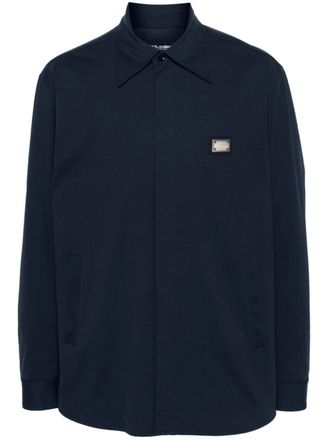 Dolce & Gabbana Giacca-camicia con placca logo - Blu