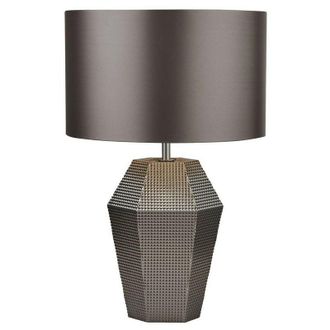 Searchlight Table Lamp Smoked Glass with Grey Drum Shade - Searchlight