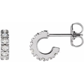 Diamond2Deal 1/4ct Lab-Grown Diamond French-Set Huggie Hoop Earrings Clarity SI, Color G-H, 14k Gold