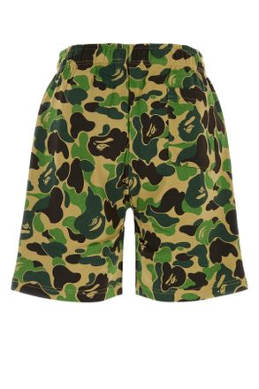 A Bathing Ape Mens Printed Cotton Abc Camo Shark Bermuda Shorts Green Exterior
