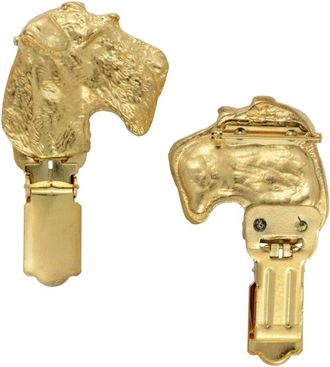OEM Fox Terrier De Pelo Duro: Broche Con Clip, Portan&uacute;mero De Salida Ba&ntilde;ado En Oro, Elegante Insignia Para Exposici&oacute;n Canina De Art-dog