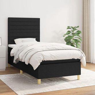 vidaXL Cama Box Spring Con Colch&oacute;n Tela Negro 90x190 Cm Vidaxl