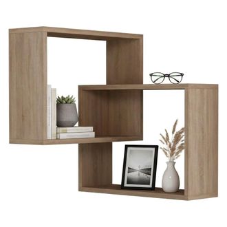 Dmora Dmora - Estanter&iacute;a Dcarrett, Estante, Estante De Pared, Estanter&iacute;as Multiusos, 68x60h68 Cm, Roble
