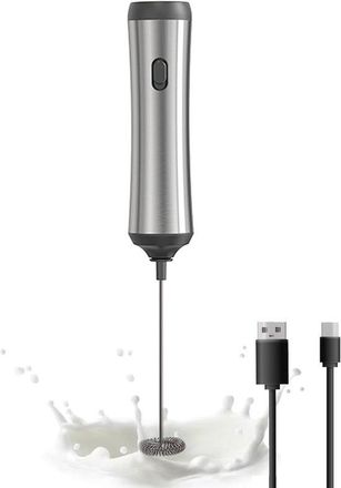 OEM Espumador De Caf&eacute; Port&aacute;til - Espumador De Leche Manual - Crea Una Espuma Cremosa - Recargable Por Usb - 400 Mililitros - Plateado