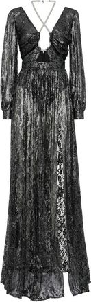 Philipp Plein Crystal Lace Lange Jurk - Dames - Avondkleed - Zwart - M - Kleedjes