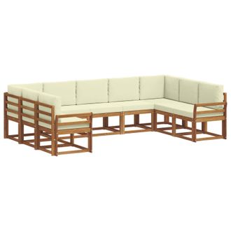 vidaXL Conjunto De Sof&aacute;s De Exterior Con Coj&iacute;n 9 Pcs Natural Y Crema Vidaxl