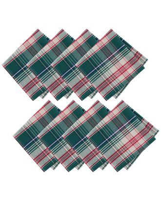 Elrene Set Of 8 Holiday Fireside Plaid Napkins