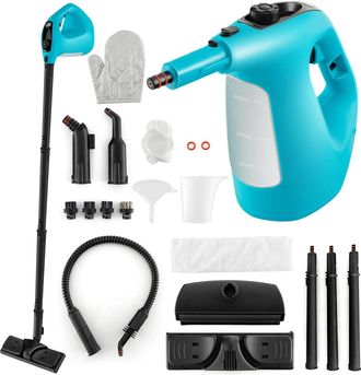 Costway Costway - 1500w Pulitore A Vapore Portatile, Macchina A Vapore Con Serbatoio DAcqua Da 400 Ml Blocco Per Bambini E Kit Di Accessori Da 14 Pezzi, 33x13