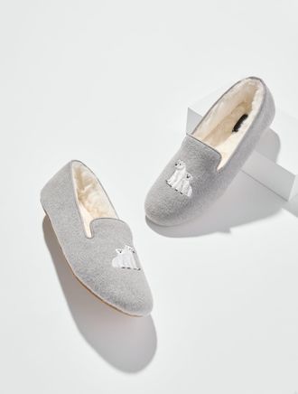 Talbots Fireside Flannel Slippers - Grey - 10M Talbots