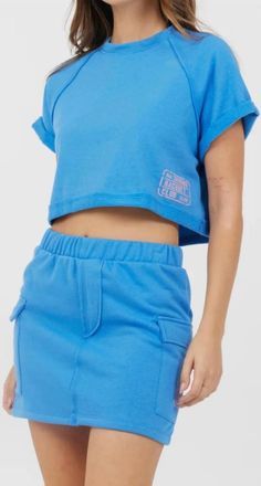 Vintage Havana Fleece Tee In Azure Blue