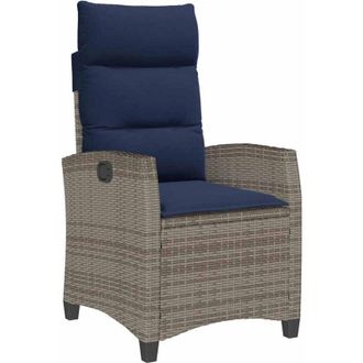 vidaXL Vidaxl - Silla De Jard&iacute;n Reclinable Con Mesa Auxiliar Rat&aacute;n Gris