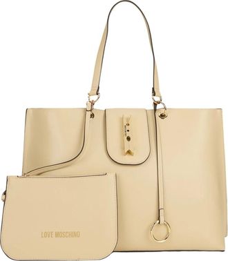 Love Moschino Bolso Tote con Detalles Met&aacute;licos - Bags - Mujer - Beige - ONE SIZE