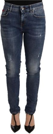 Dolce & Gabbana Blauwe Distressed Skinny Denim Jeans - Dames - Slim Fit Jeans - Blauw - S - Denim - Jeans