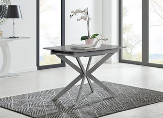 Furniturebox Lira 100cm Rectangular Extending High Gloss 4-6 Seat Dining Table in Grey