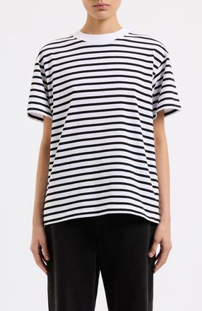 Nude Lucy Stripe Boyfriend Tee in Black Stripe at Nordstrom, Size Xx-Small