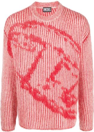 Diesel abstract-knit ribbed jumper - men - Nylon/Mohair/Wool - S - Red