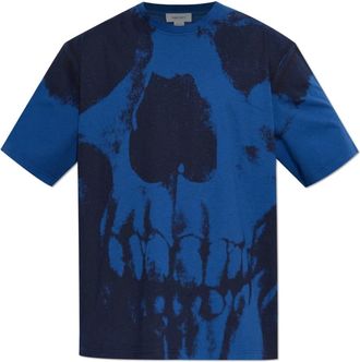 Alexander McQueen T-shirt met print - Heren - T-shirts - Blauw - XL - Katoen - Tops