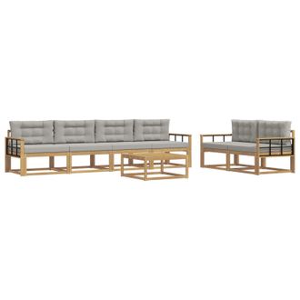 vidaXL Conjunto De Sof&aacute;s De Exterior 6 Pcs Blanco Y Gris Claro Vidaxl
