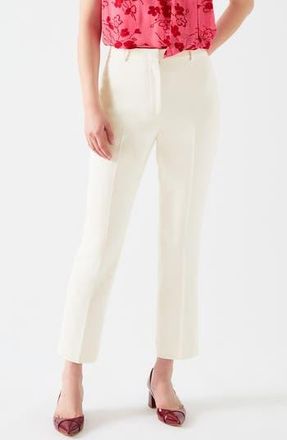 L.k. Bennett Lily Flat Front Pants in Ivory at Nordstrom Rack, Size 14 Us / 18 Uk