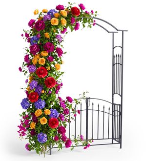 Relaxdays Relaxdays Arco Para Rosas Met&aacute;lico, Redondo Con Puerta Doble, 216 X 140 X 40 Cm, Decorativo Negro