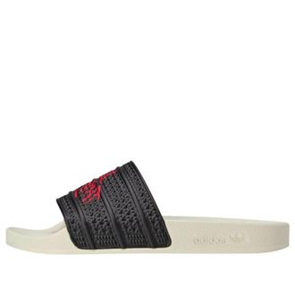 adidas x 100 Thieves Adilette Slides Asia Sizing Black Red JR9152