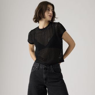 Levi's Fiona Flower Lace Tee - Womens - XS - Black