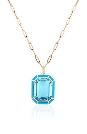 Goshwara Melange Emerald Cut Pendant Necklace in Pale Blue at Nordstrom, Size 18